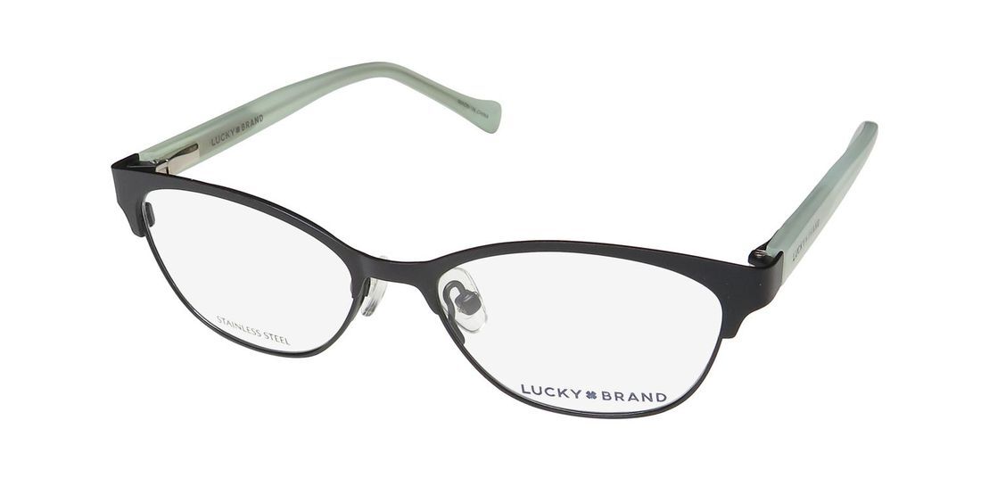 NEW LUCKY BRAND D710 EYEGLASSES FULL-RIM BLACK BLACK CAT EYE METAL & PLASTIC