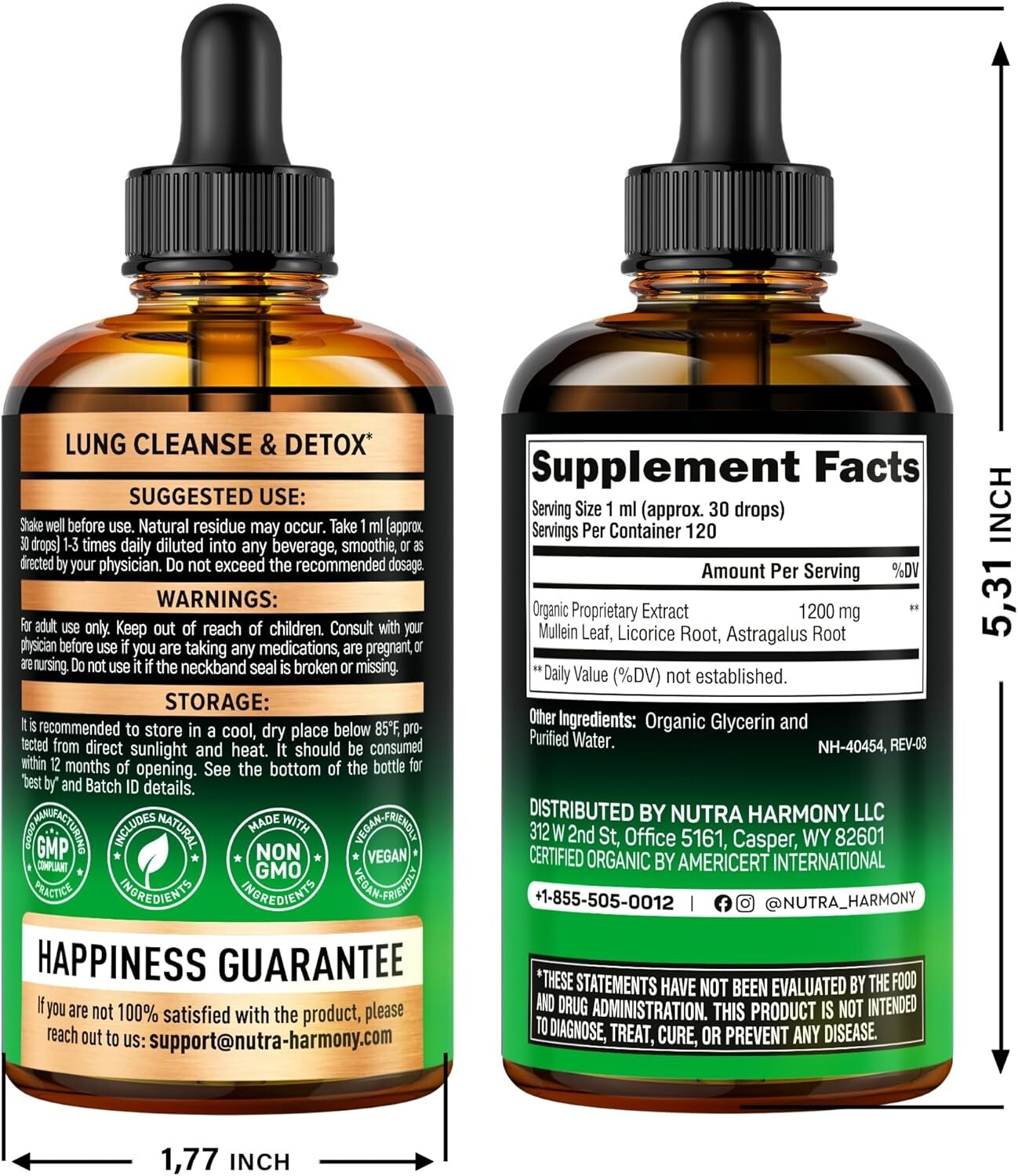 Mullein Drops for Lungs – USDA Organic Liquid – Mullein Leaf Extract Supplement!