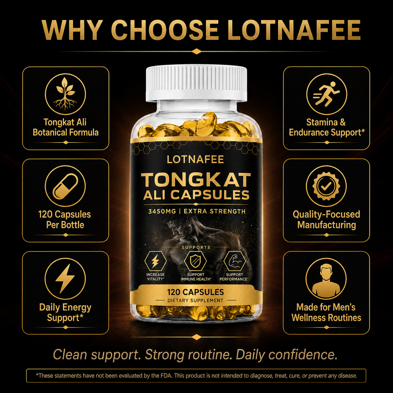 Lotnafee Premium Herbal Extract Complex – Men’s Daily Vitality Support 120 Capsu