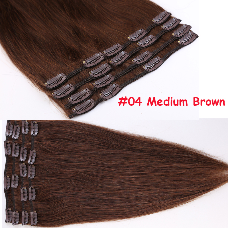Hot Sale Standard 10-24inch Full Head Real Clip in Remy Human Hair Extensions US