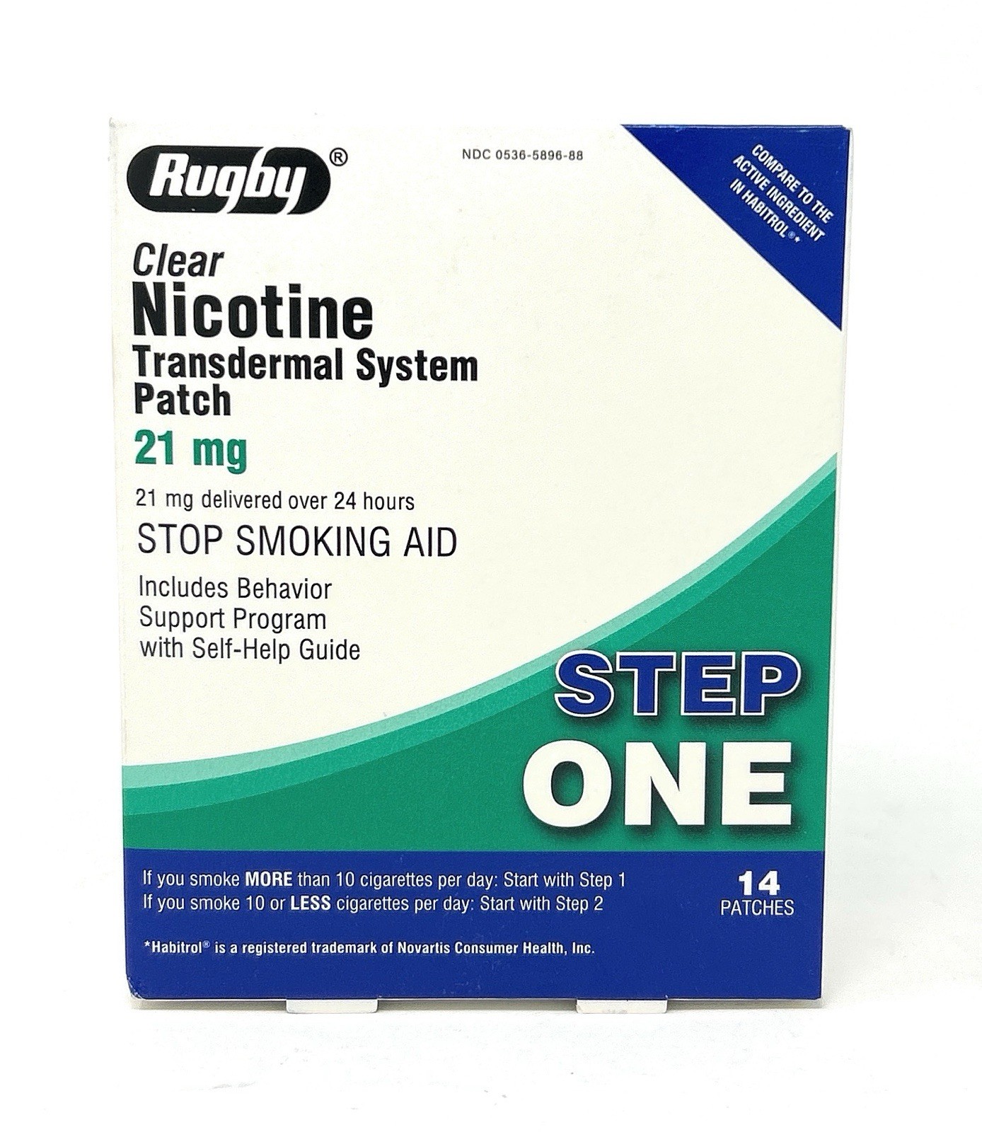 Rugby Clear Nicotine 21mg-STEP ONE- Transdermal Patch – 14 Count -Exp 08/27