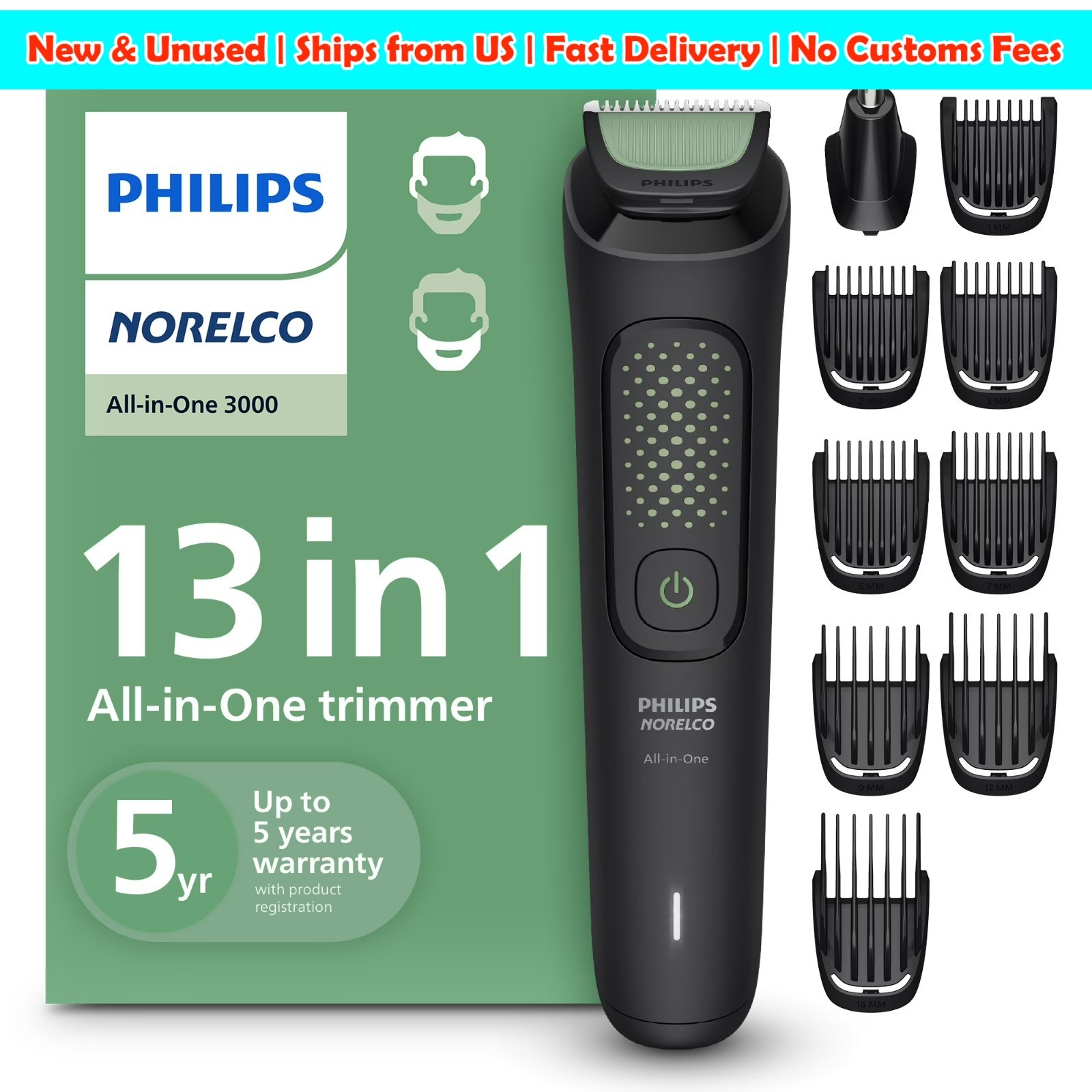 Philips Norelco All-In-One 3000 Series 13-in-1 Trimmer MG3919/50 NEW