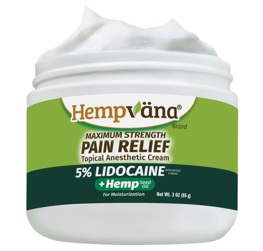Hempvana Lidocaine Relief Cream Maximum Strength Muscle & Joint Pain Relief 3oz