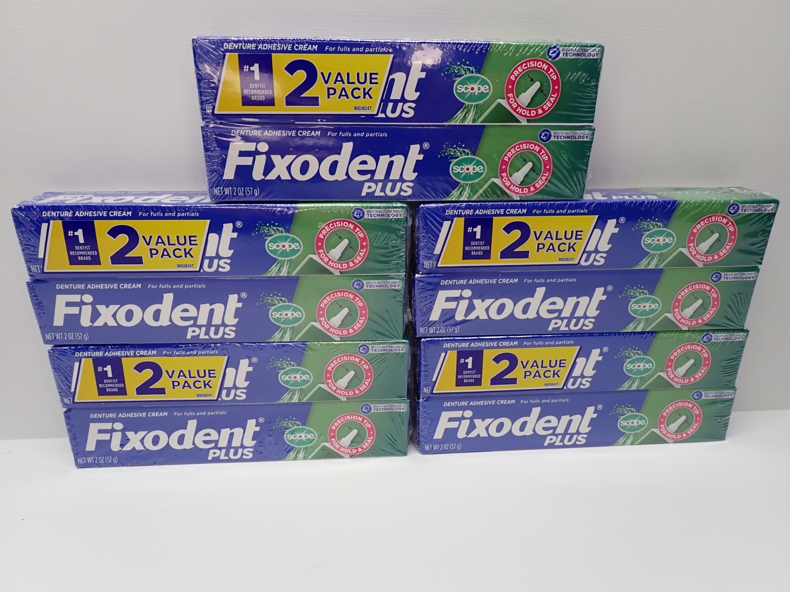 Fixodent Plus w/ Scope Denture Adhesive Cream 2 oz 10 Packs New Sealed