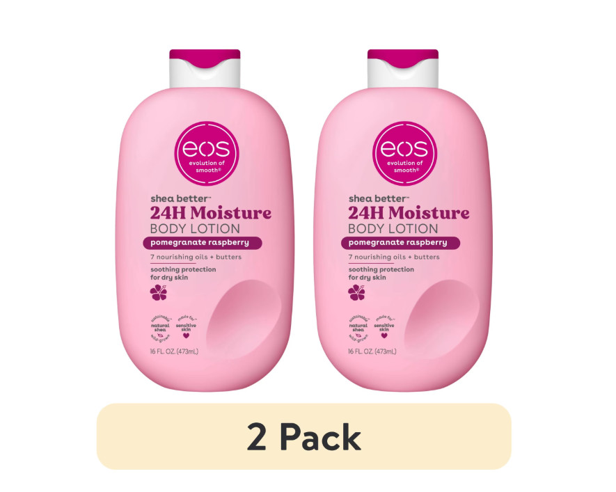 eos Shea Better Body Lotion- Pomegranate Raspberry, 24-Hour Moisture 16 floz, 2P