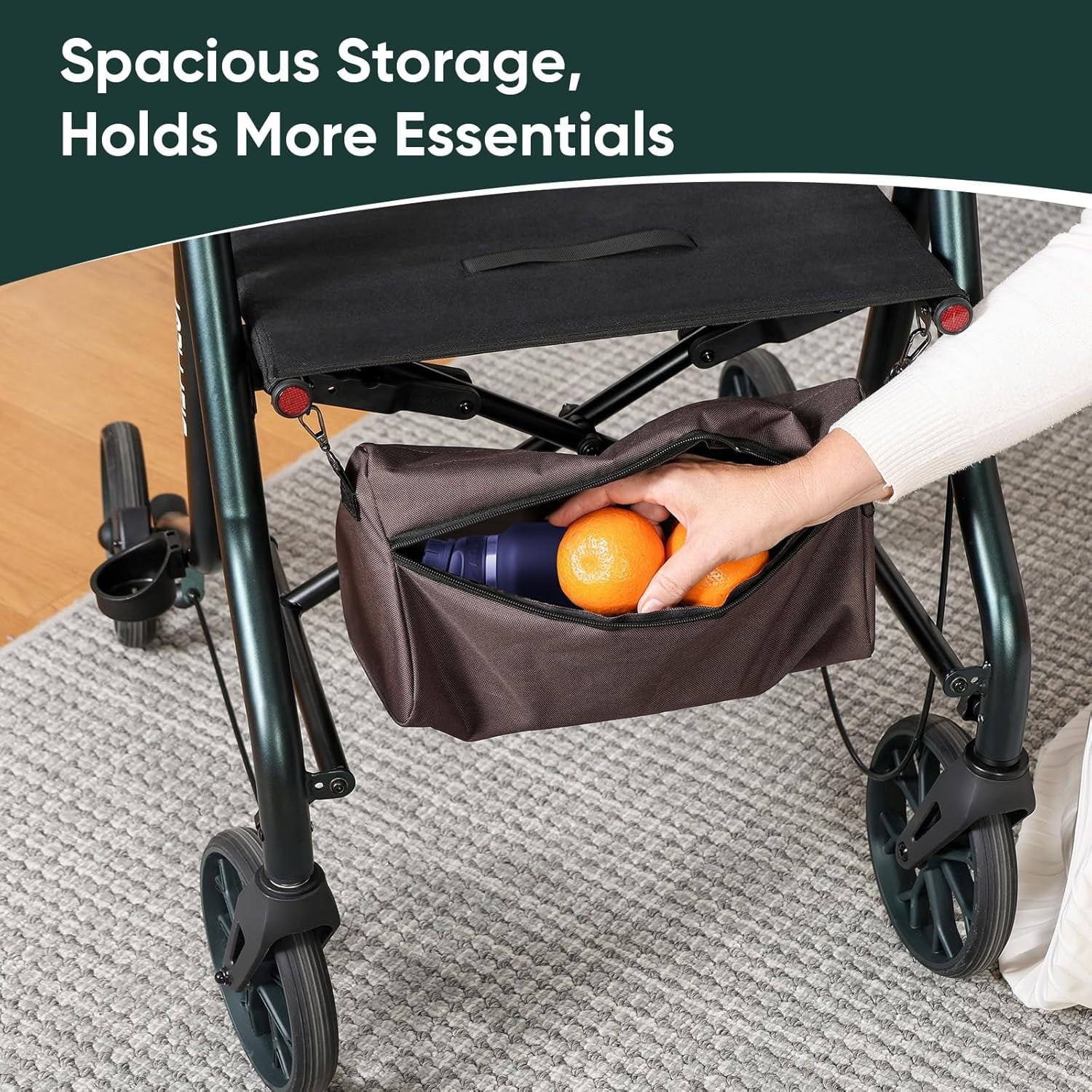 Foldable Rollator Walker Rolling Walker with Seat for Seniors Max 300 Lb Limit