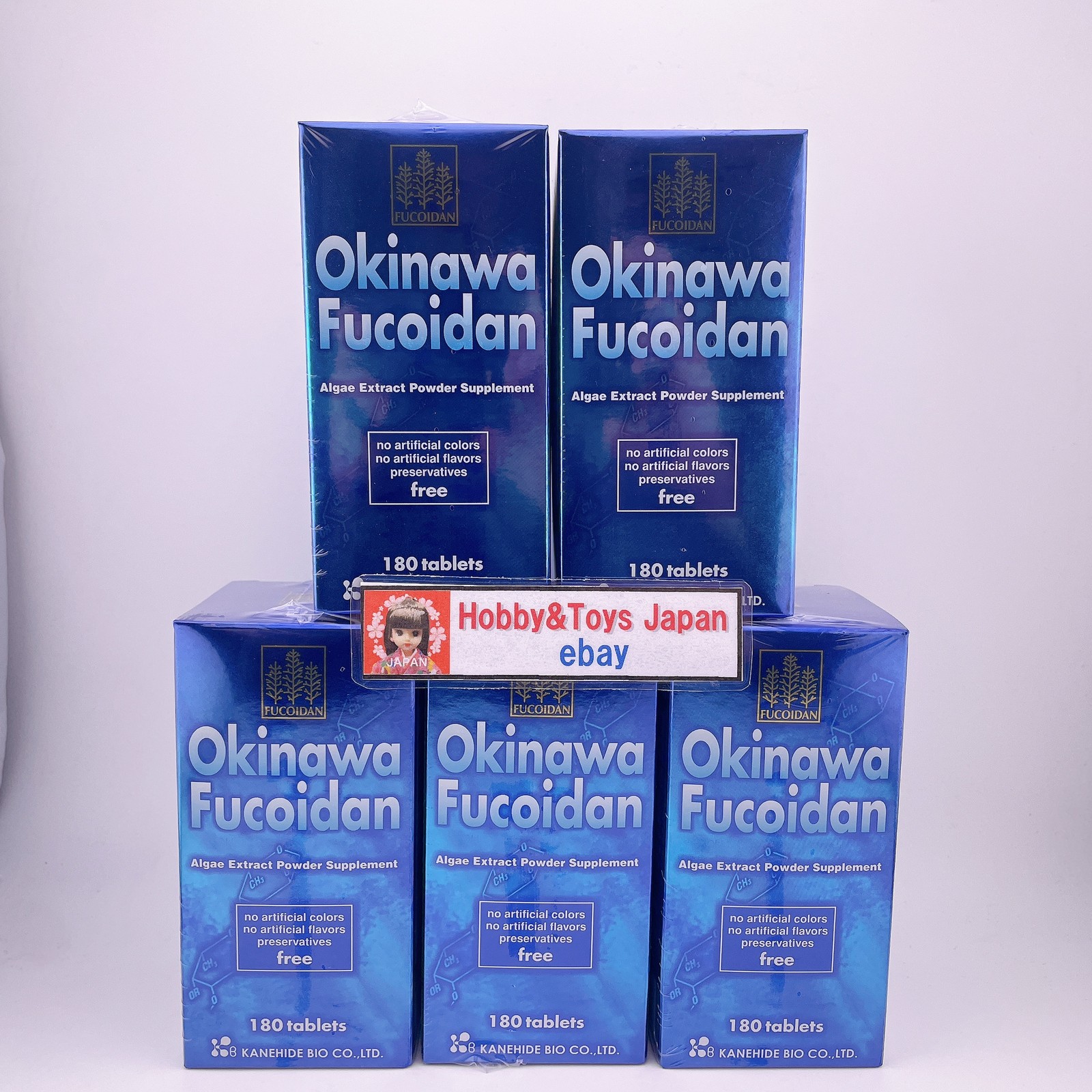 5 Boxes Okinawa Fucoidan Kanehide Bio 180 Caps 100% Mozuku Extract Supplement A