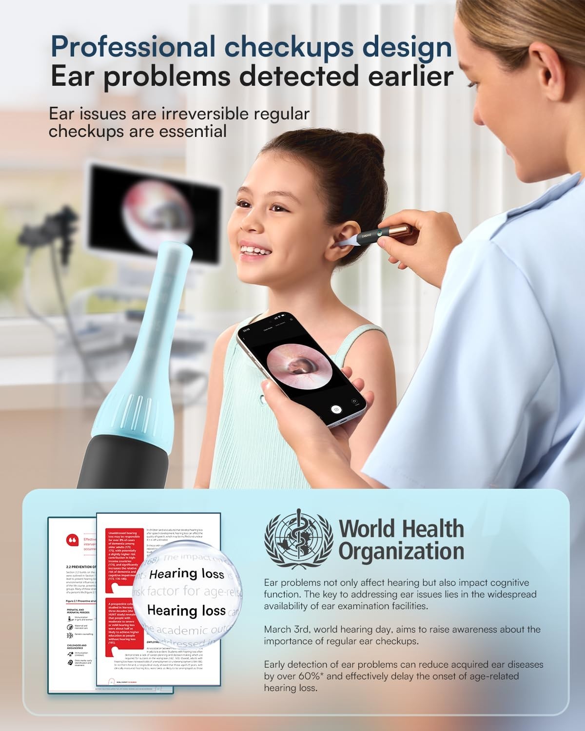 2K Ear Wax Removal Tool with HD Camera, Pain-Free Ear Cleaner, Visual Otoscope,