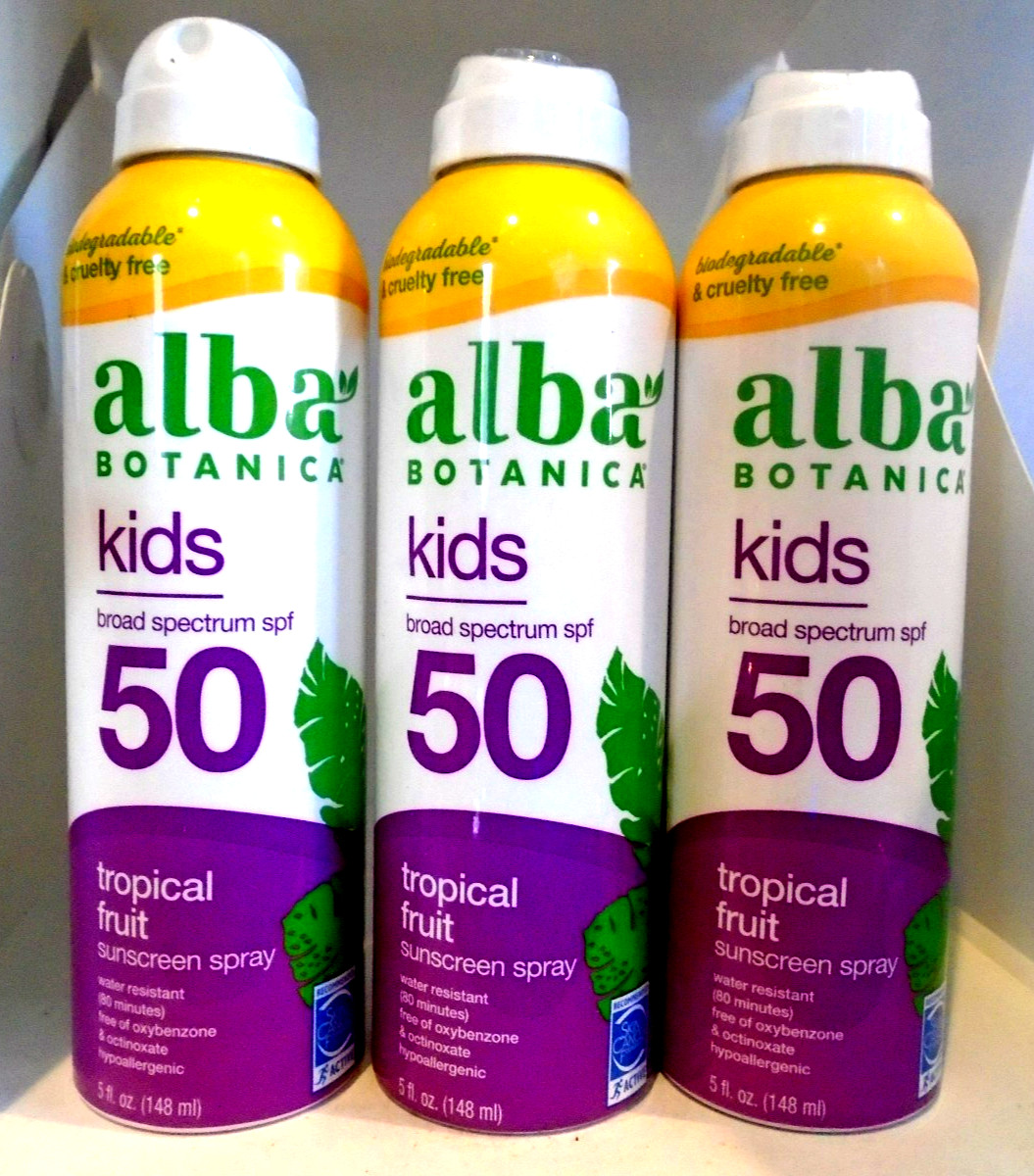 Alba Botanica Kids Sunscreen SPF 50 Tropical Fruit Spray 5 oz 3-PACK