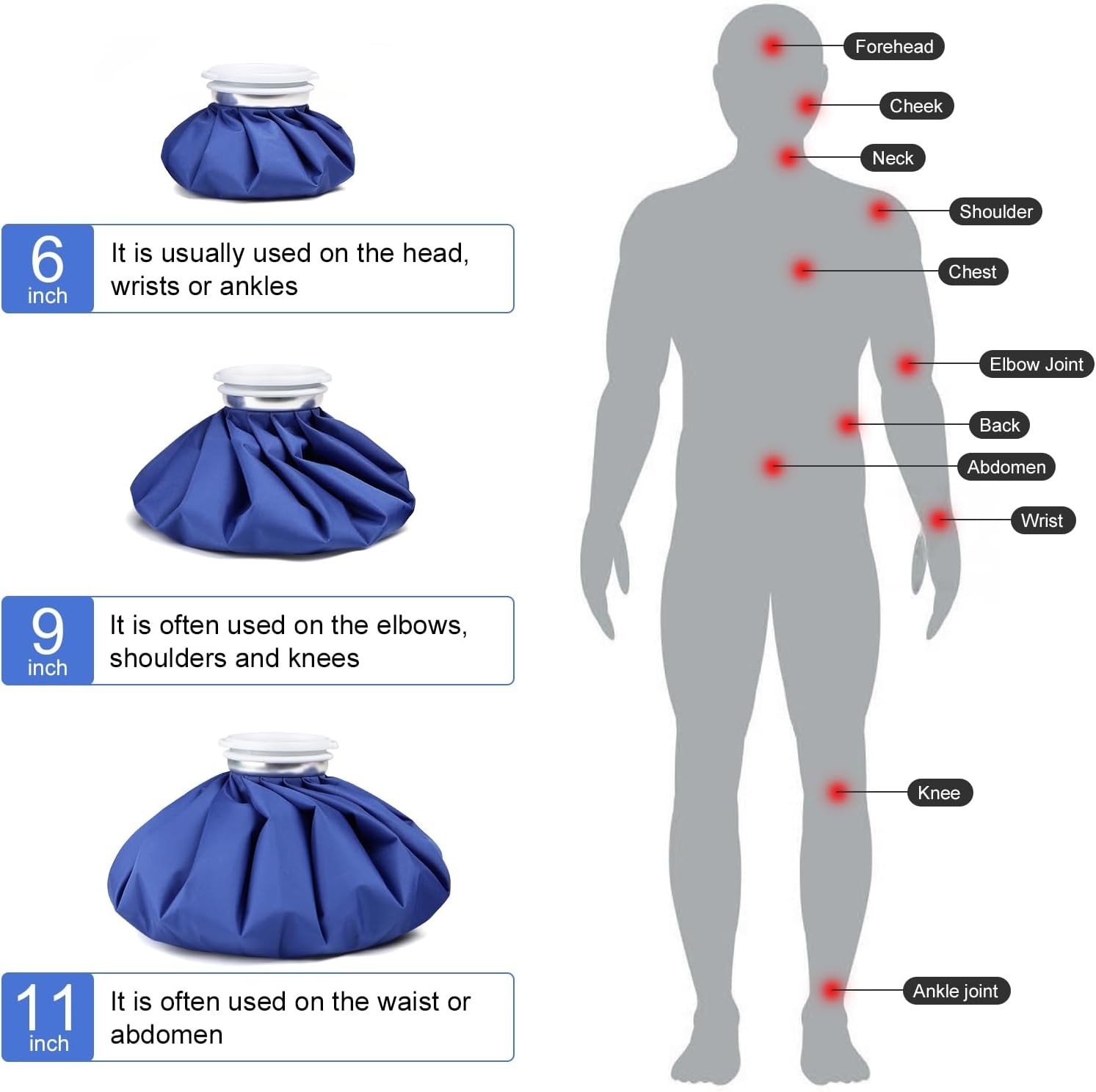 Reusable Hot and Cold Therapy Packs 3-Piece Set 6-11 Inch Durable Ice Bags fo…