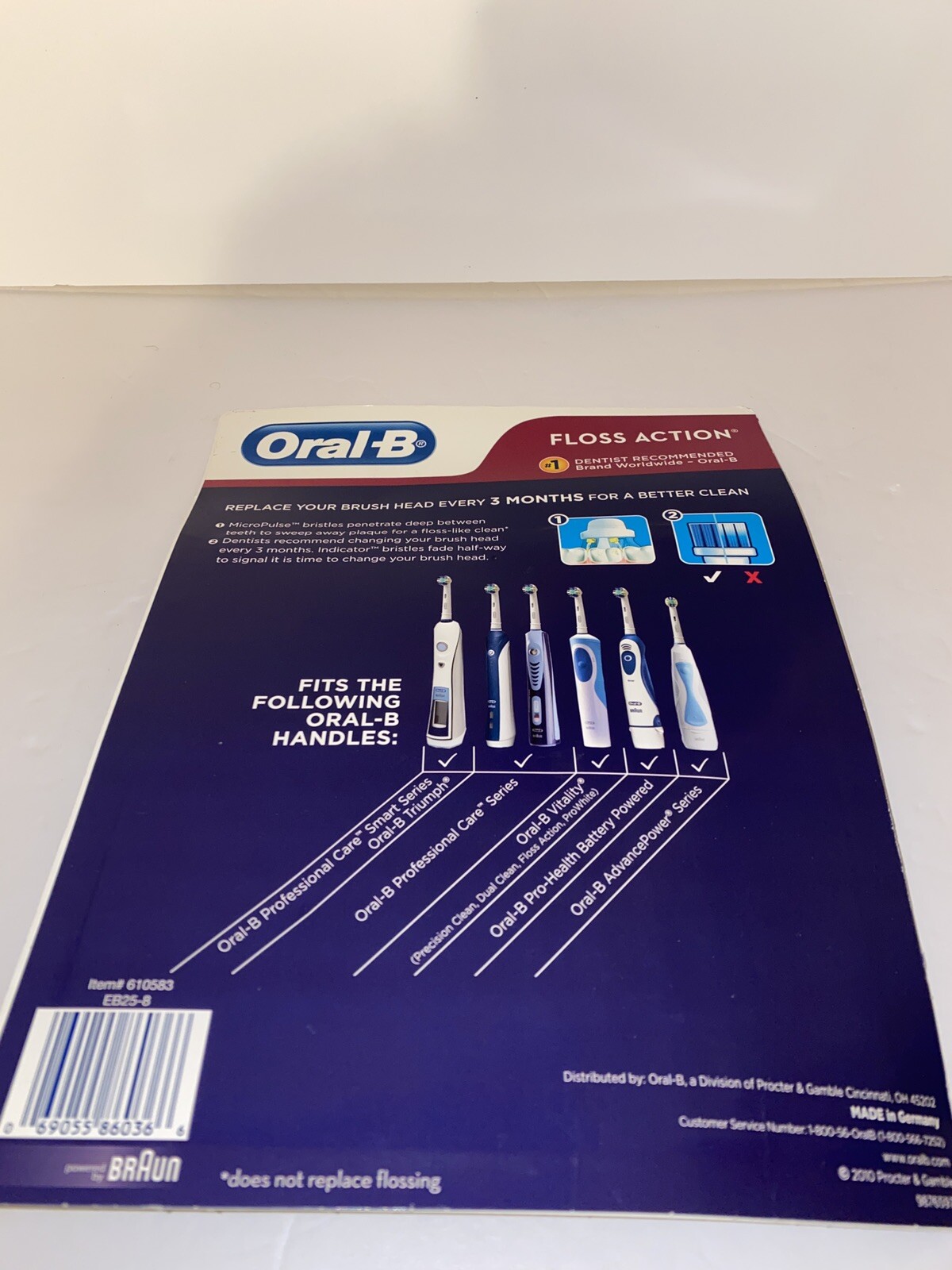 Oral-B Floss Action Replacement Brush Heads 8 Pieces – 1 Year Supply For 2 Peopl