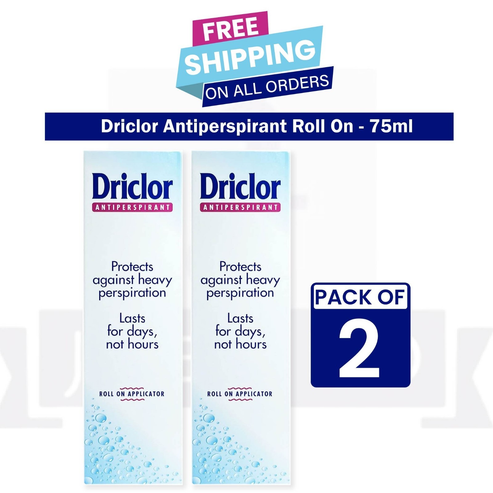 Driclor Roll on Applicator Antiperspirant 75ml – PACK OF 2 (EXP 06/2028)