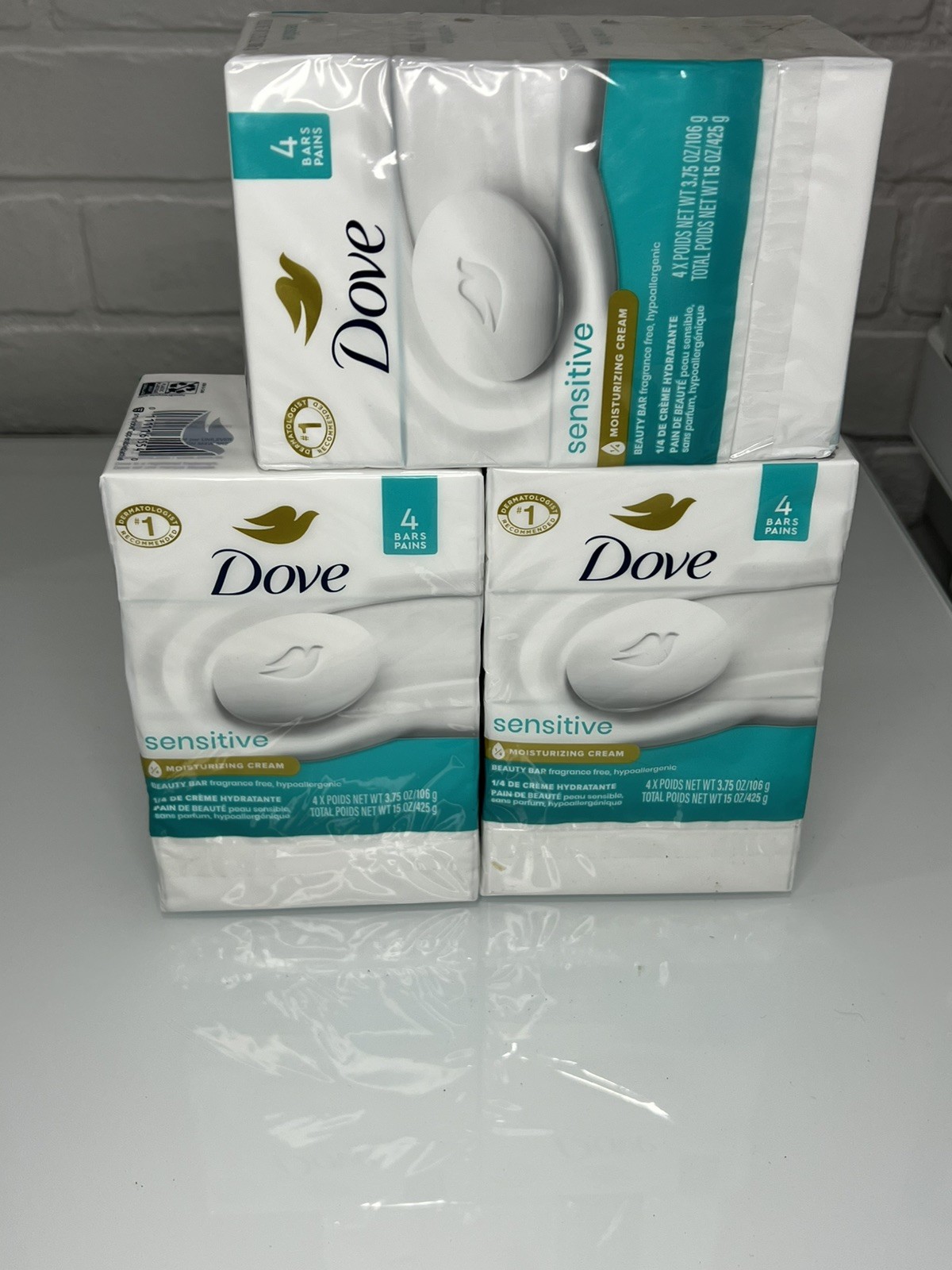 12 Dove Bar Soap Sensitive Moisturizing Cream ~Unscented ~3.75 oz Each