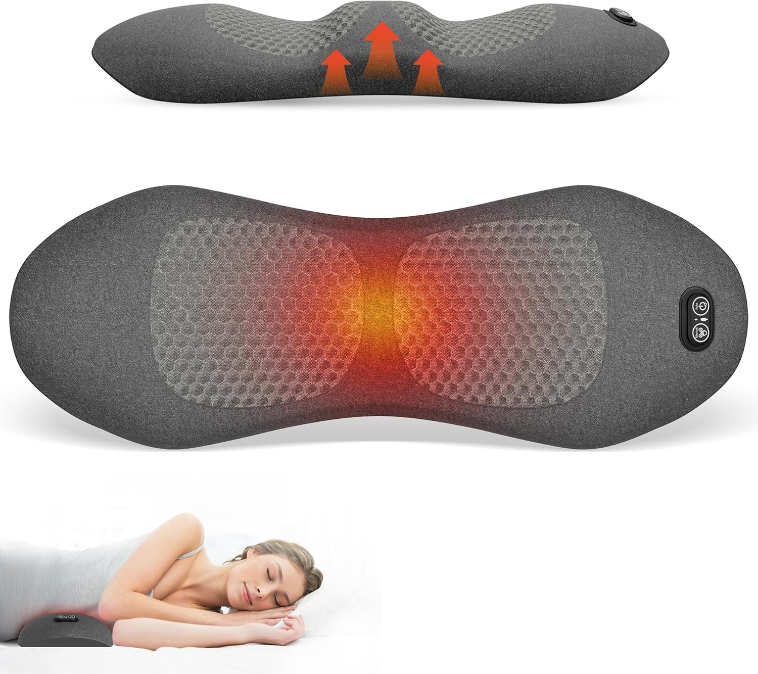 3In 1 Smooth Spine Triple Fusion Back Massager Electric Lumbar Support Pillow Wi