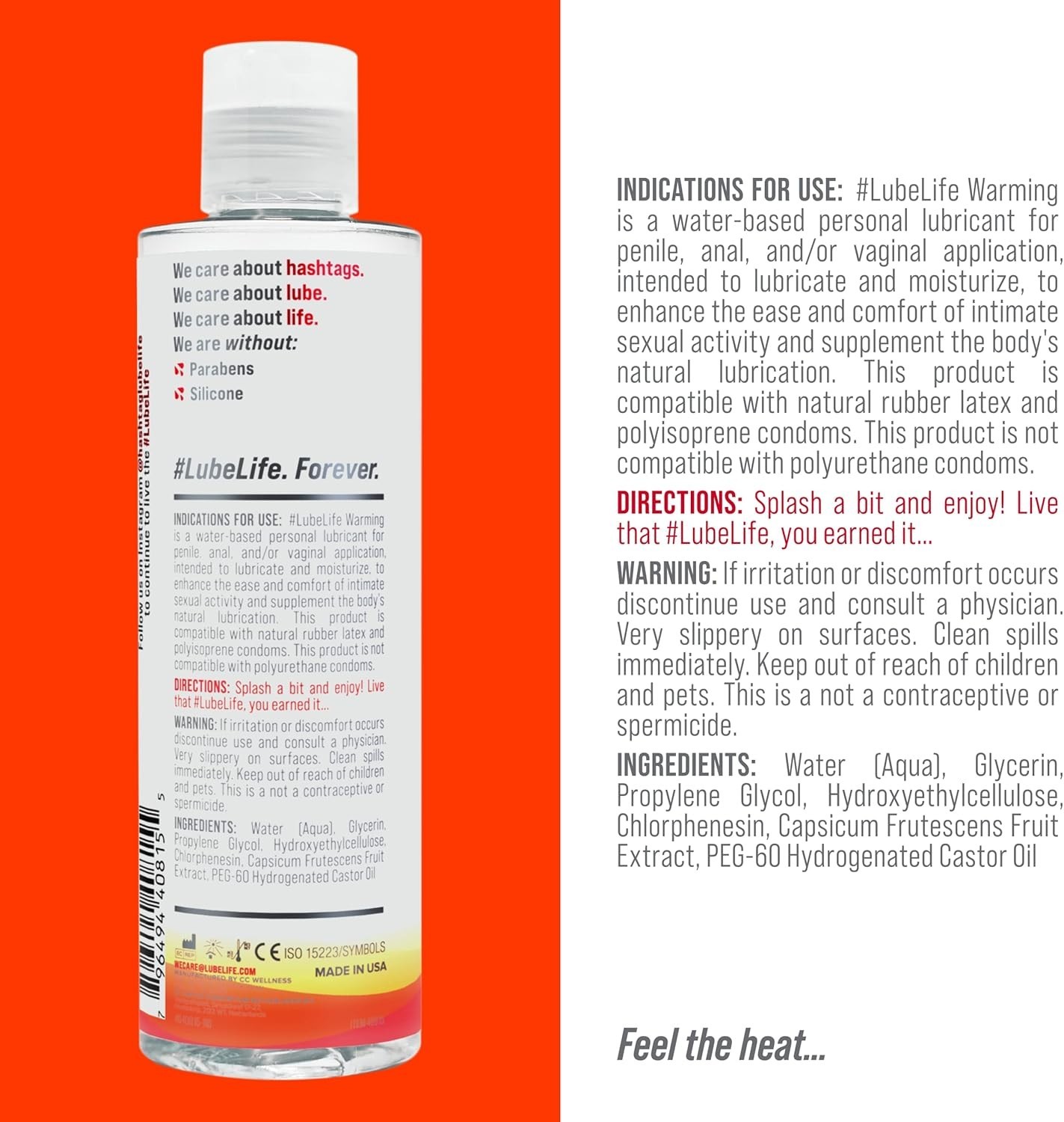 Lubricant, Warm Invigorating Heating Sensation, Lube for Men, Women and Couples,