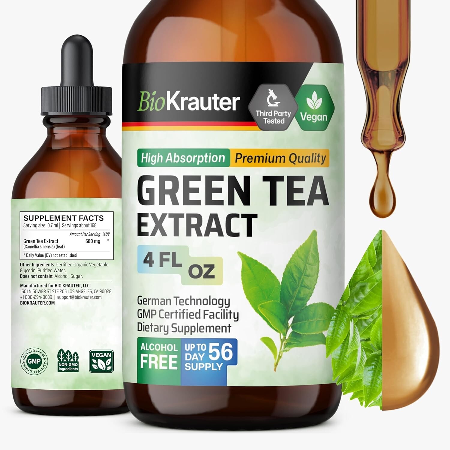Decaffeinated Green Tea Extract Drops – Antioxidant Boost, Alcohol-Free &