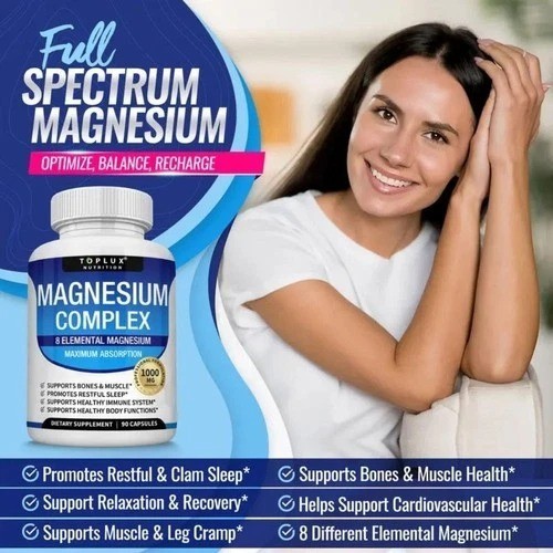 Toplux 8 Forms Magnesium Complex 1000mg Daily Mineral Health Supplement