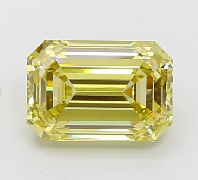 6 Ct Emerald Cut Natural Yellow Color Diamond Lab Grown VVS1 Certified Clarity