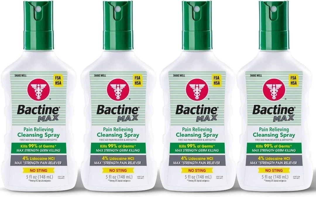 Bactine Max Pain Relieving Cleansing Spray 5 Ounces Pack of 4