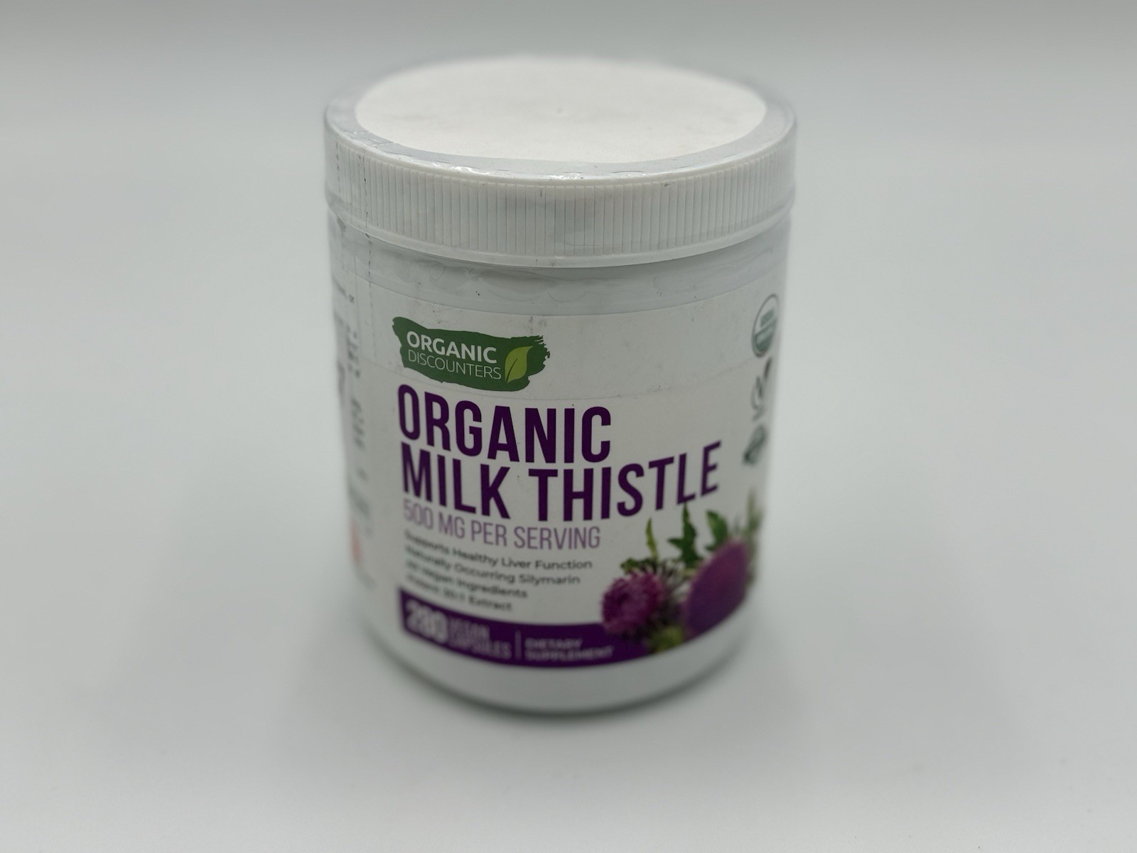 Organic Discounters USDA Organic Milk Thistle Extract Capsules, 280 Count, 500mg