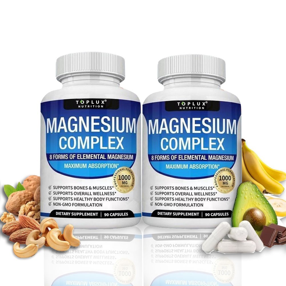 1-3Pack Toplux Magnesium Complex 300 Softgels | 8-in-1 Magnesium Supplement
