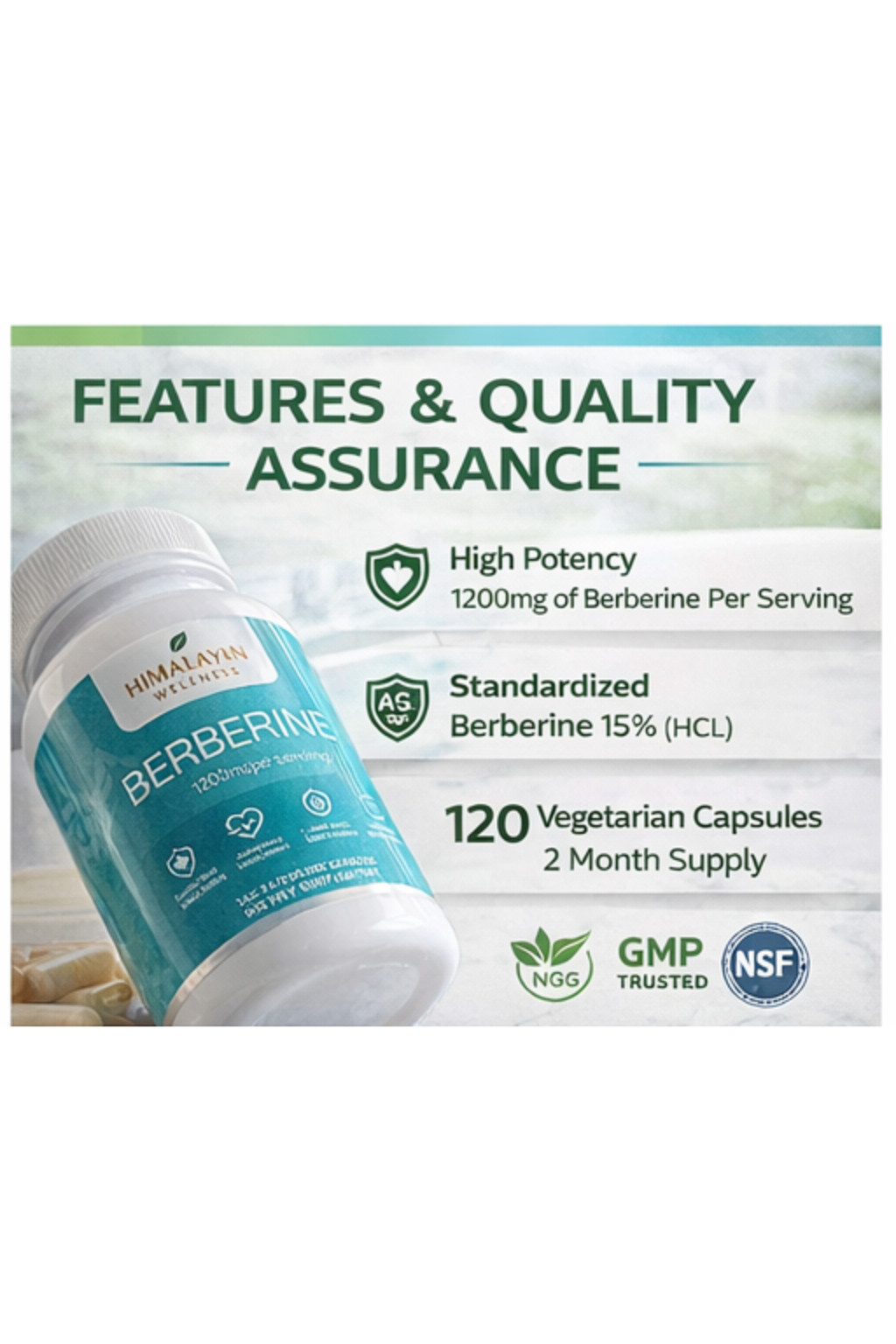 Himalayan Pharma Berberine 600mg – Glucose & Metabolism Support Capsules