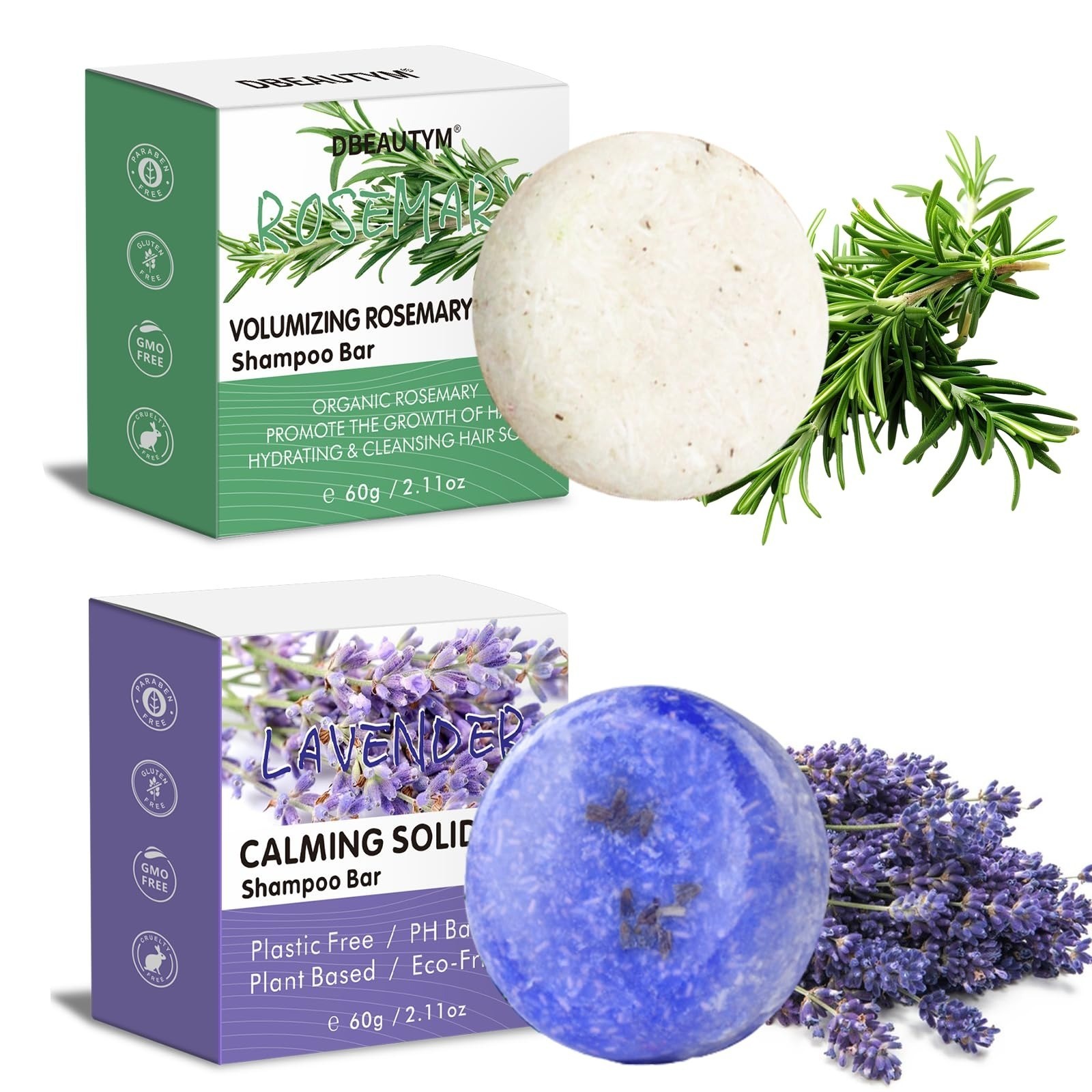 DBEAUTYM Rosemary Shampoo & Conditioner Bar Set for Thinning Hair