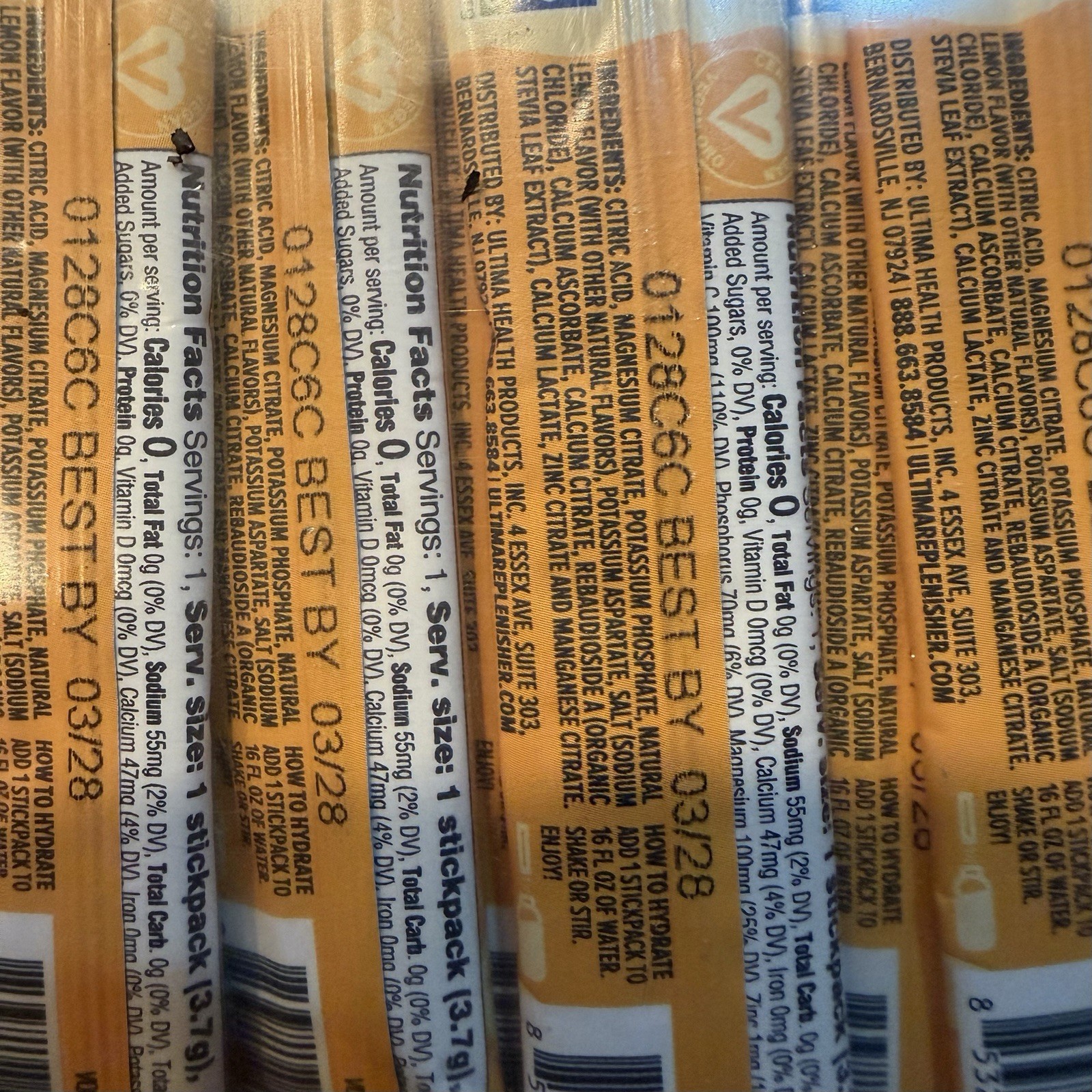 50 Count Ultima Replenisher, Electrolyte Hydration Drink Mix Sticks- Lemonade