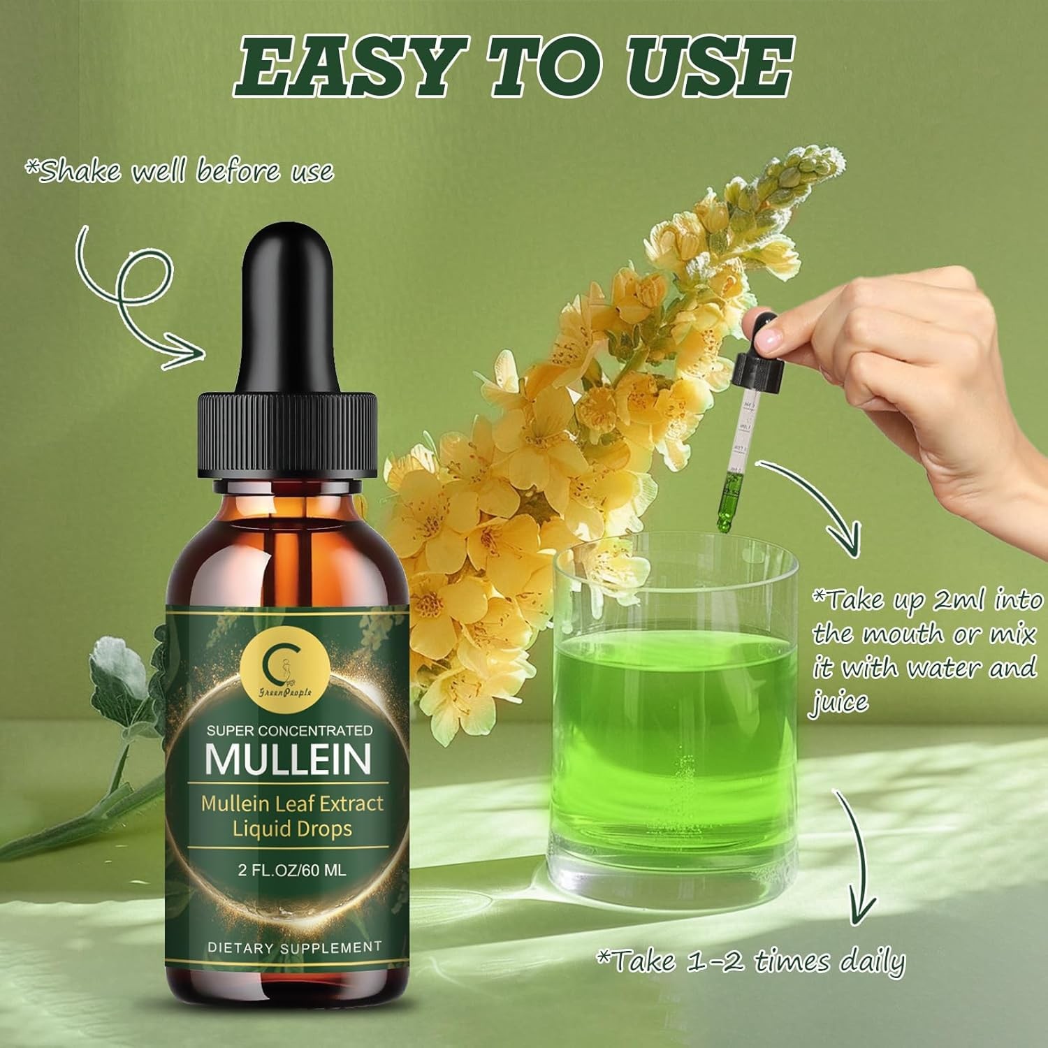 3X Mullein Leaf Extract Organic Lung Cleanse Drops for Lung Health Natural 2 OZ
