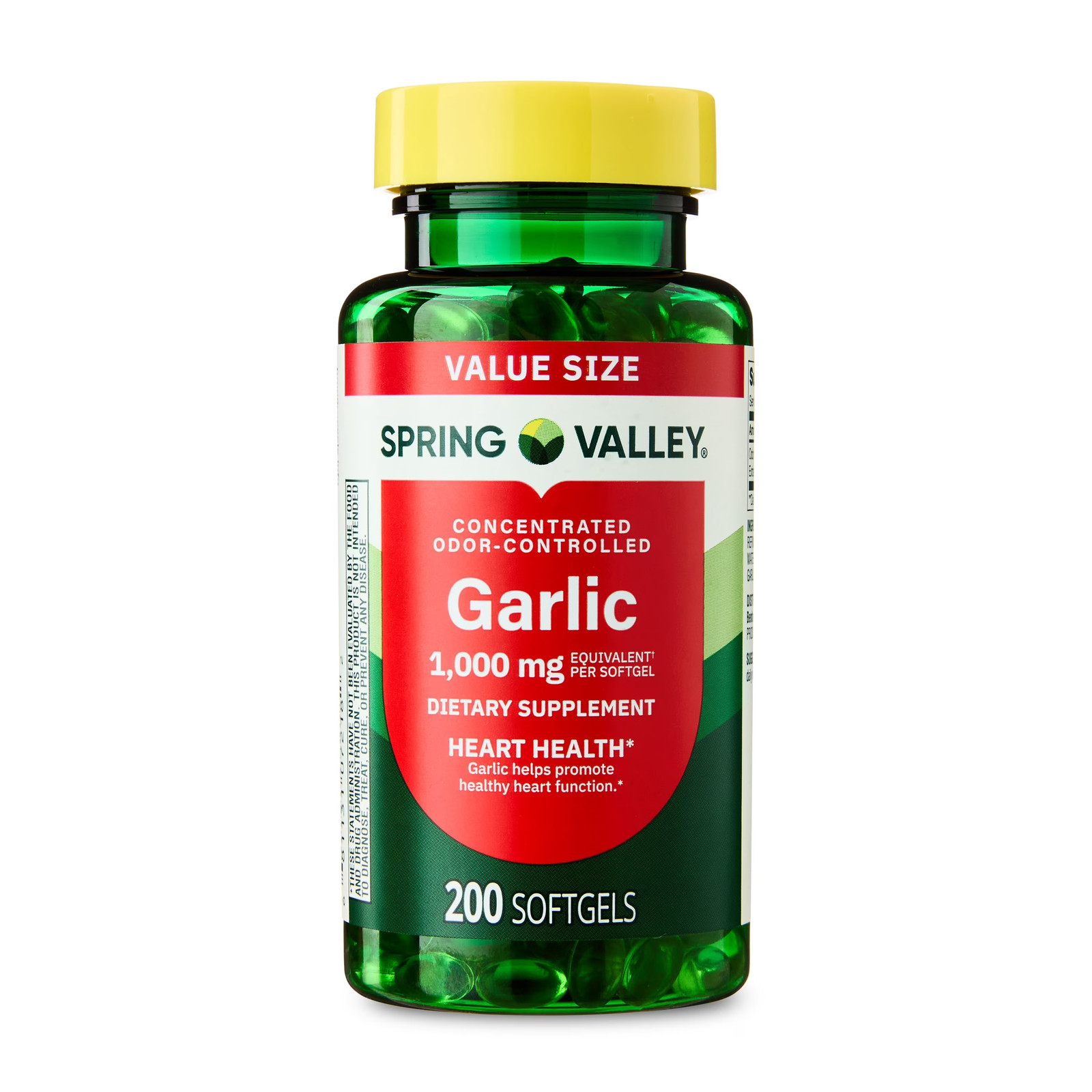 Spring Valley Odor-Controlled Garlic Dietary Supplement Softgels for Heart He…