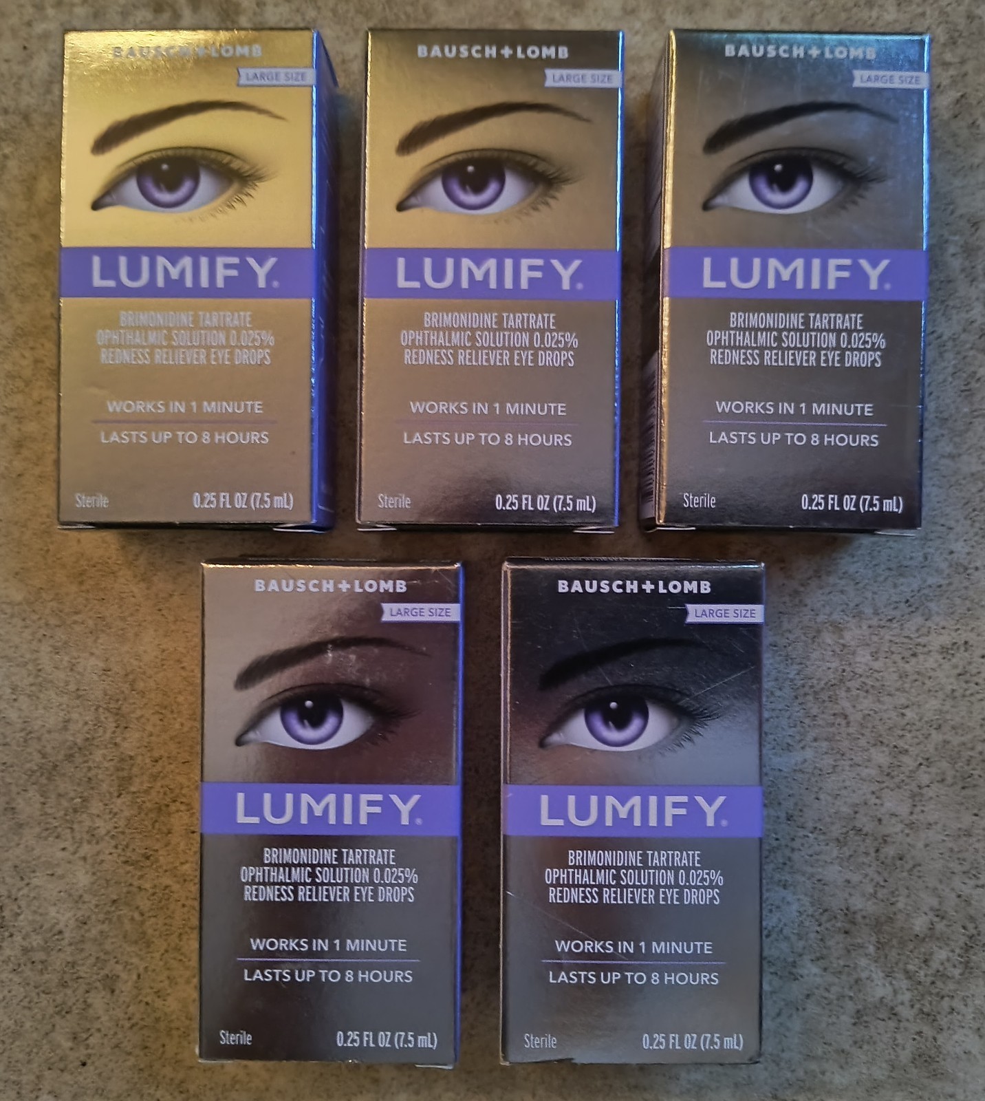 LOT OF 5 Lumify Redness Reliever Eye Drops Large Size 0.25 oz 7/27+ SHIPS FAST