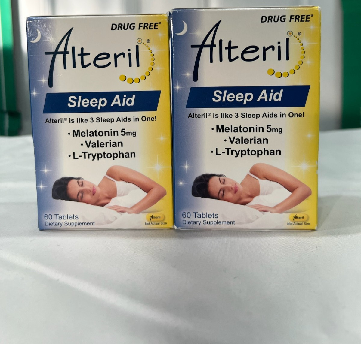 NEW 2x Alteril Sleep Aid Valerian, Melatonin, & L-Tryptophan Tablets, 60 Ct each