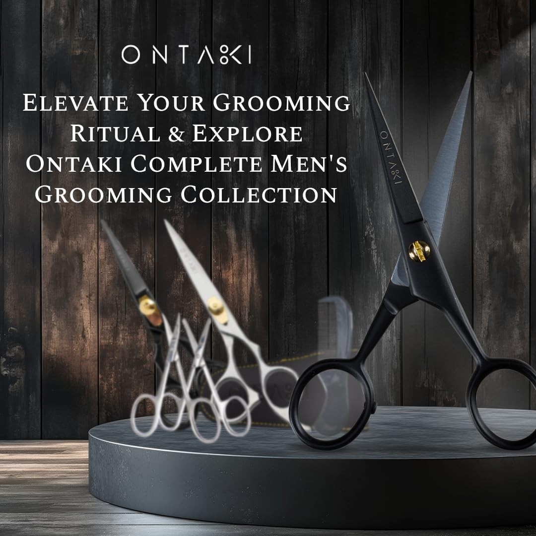 Precision Mustache Scissors 5-Inch, Beard Trimming Kit with Combs – Black