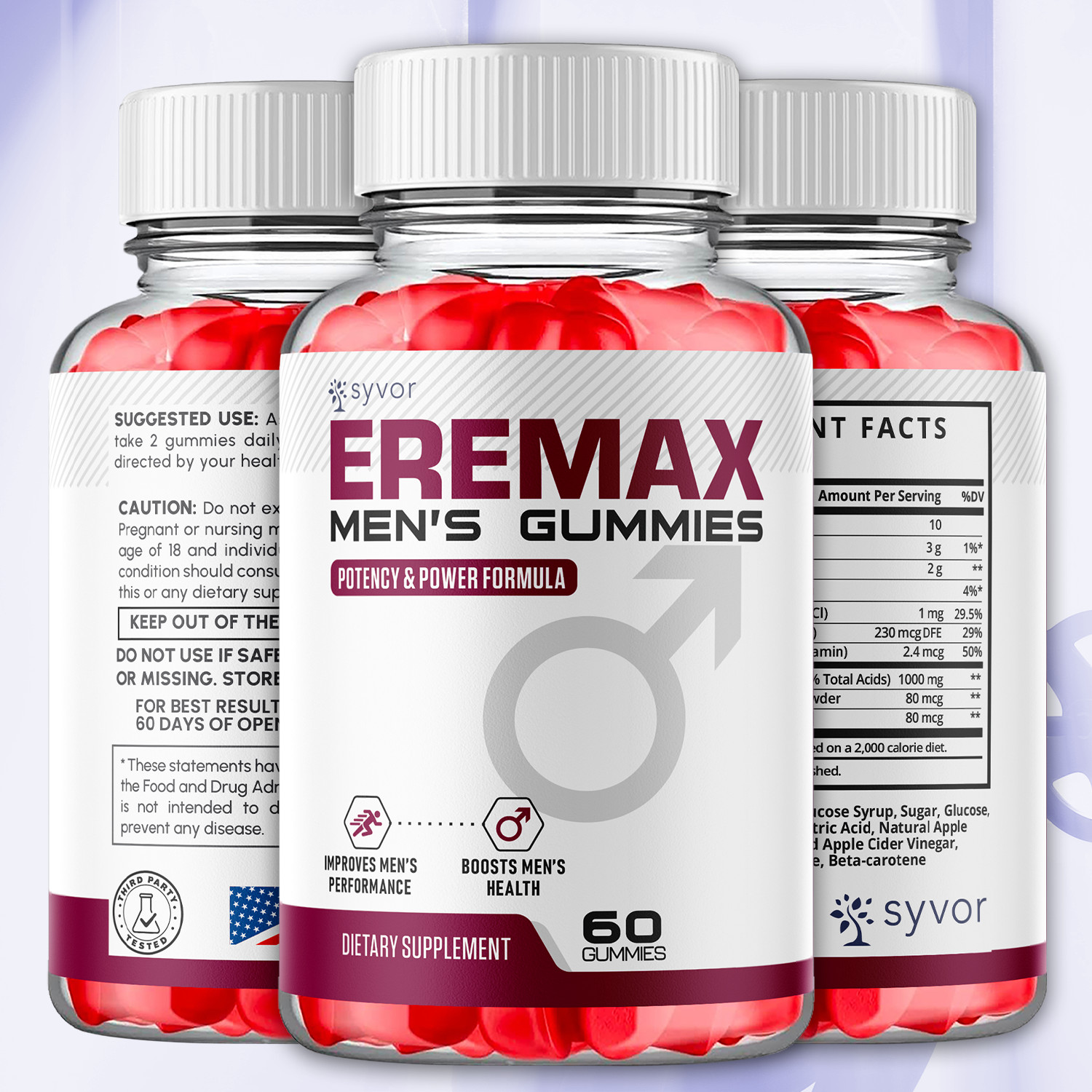 (3 Pack) Eremax Gummys Advanced Male Support Formula Ere Max Vitamin 180 Gummies