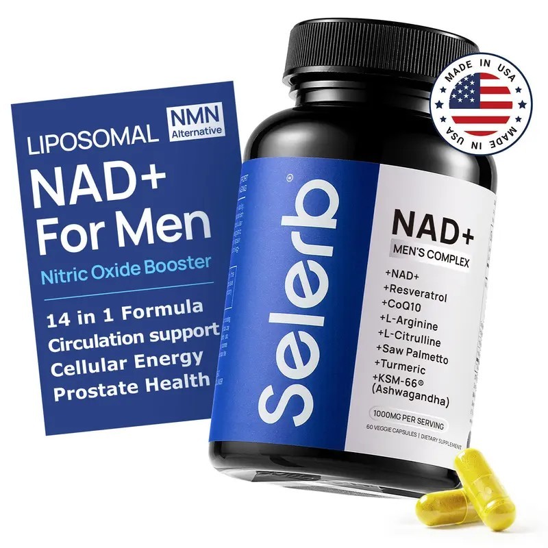 Selerb Men Liposomal NAD+ Supplement, CoQ10 Maca Ashwagandha for Energy Circulat