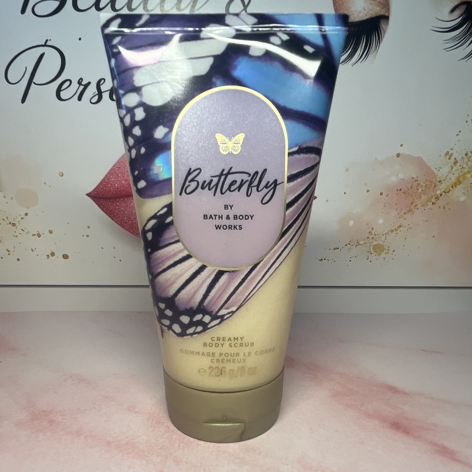 Bath & Body Works Butterfly Cream Body Scrub 8 oz Shea Butter Sugar, Raspberry