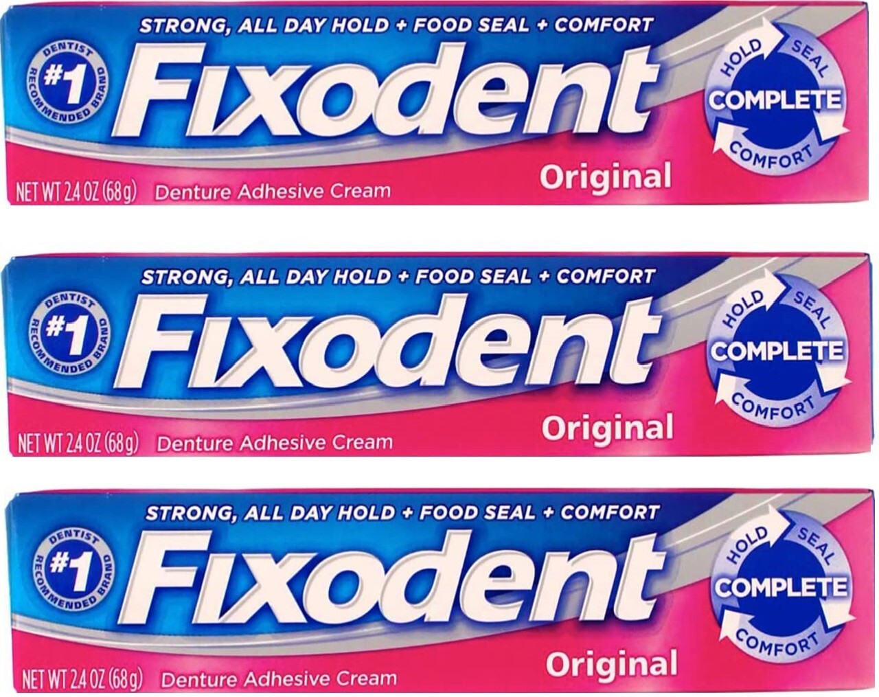 Fixodent Denture Cream 2.4 Oz (3 Pack)