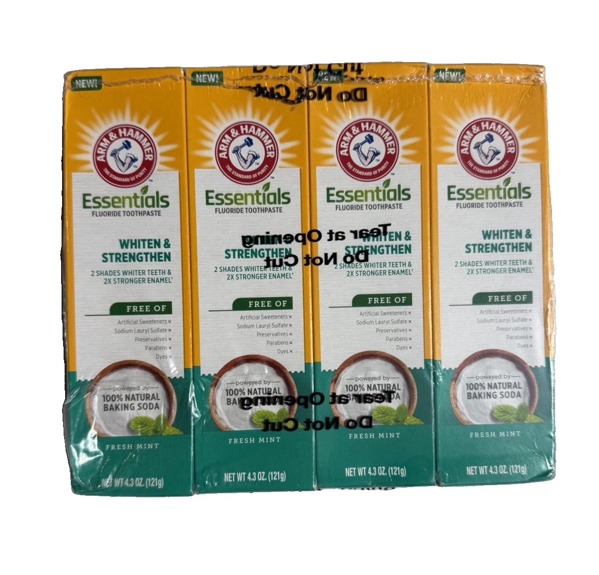 Arm & Hammer Essentials Whiten Strengthen Toothpaste 4.3oz Fresh Mint 4 Pack