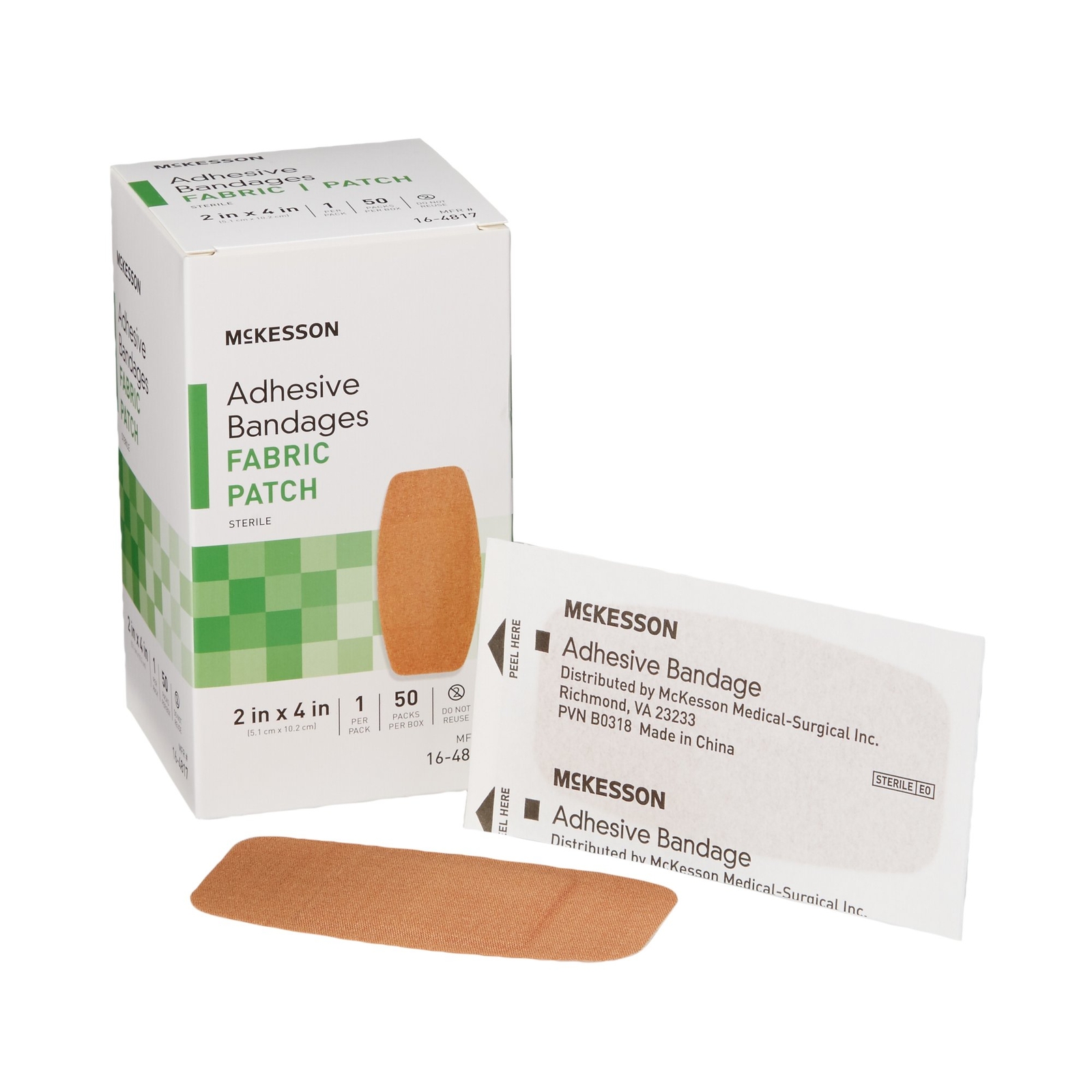 50 McKesson Adhesive Bandages 2″ x 4″ Fabric Patch Band Aid Strips 16-4817