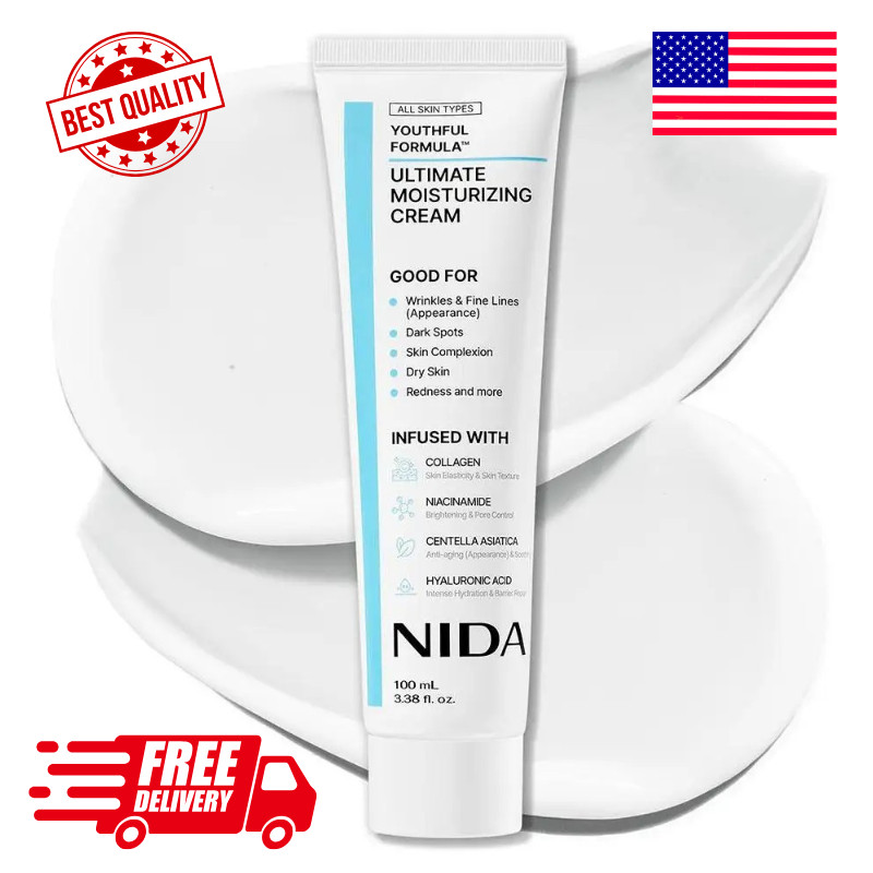 NIDA Youthful Formula Moisturizing Cream 100ml Collagen Niacinamide Face Cream