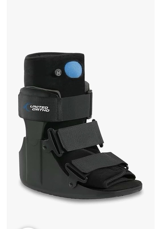 United Ortho Adjustable Cam Walker Boot Size L Black/Blue for Ankle Foot Leg