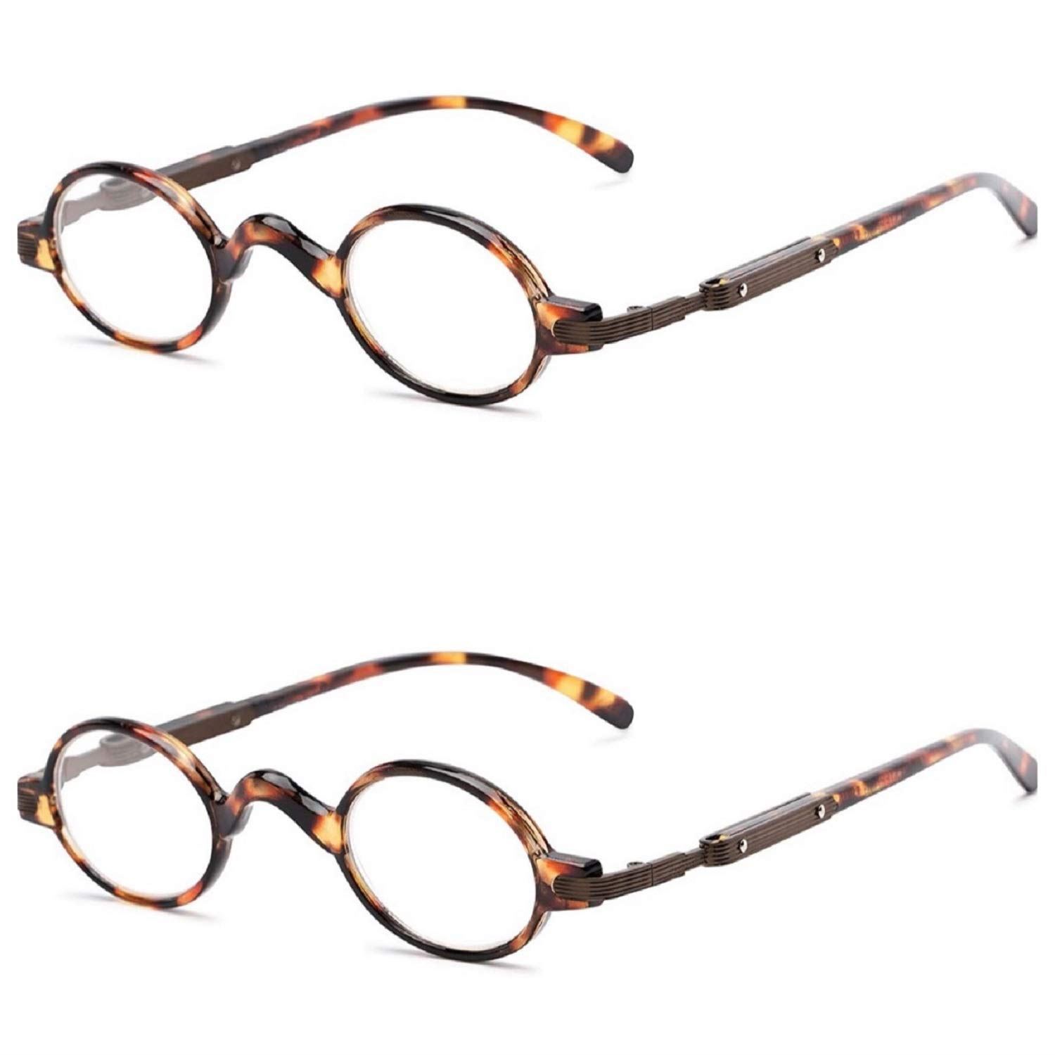 2 PACK Unisex Men Women Round Professor “Potter”Reading Glasses in Tortoise+2.00