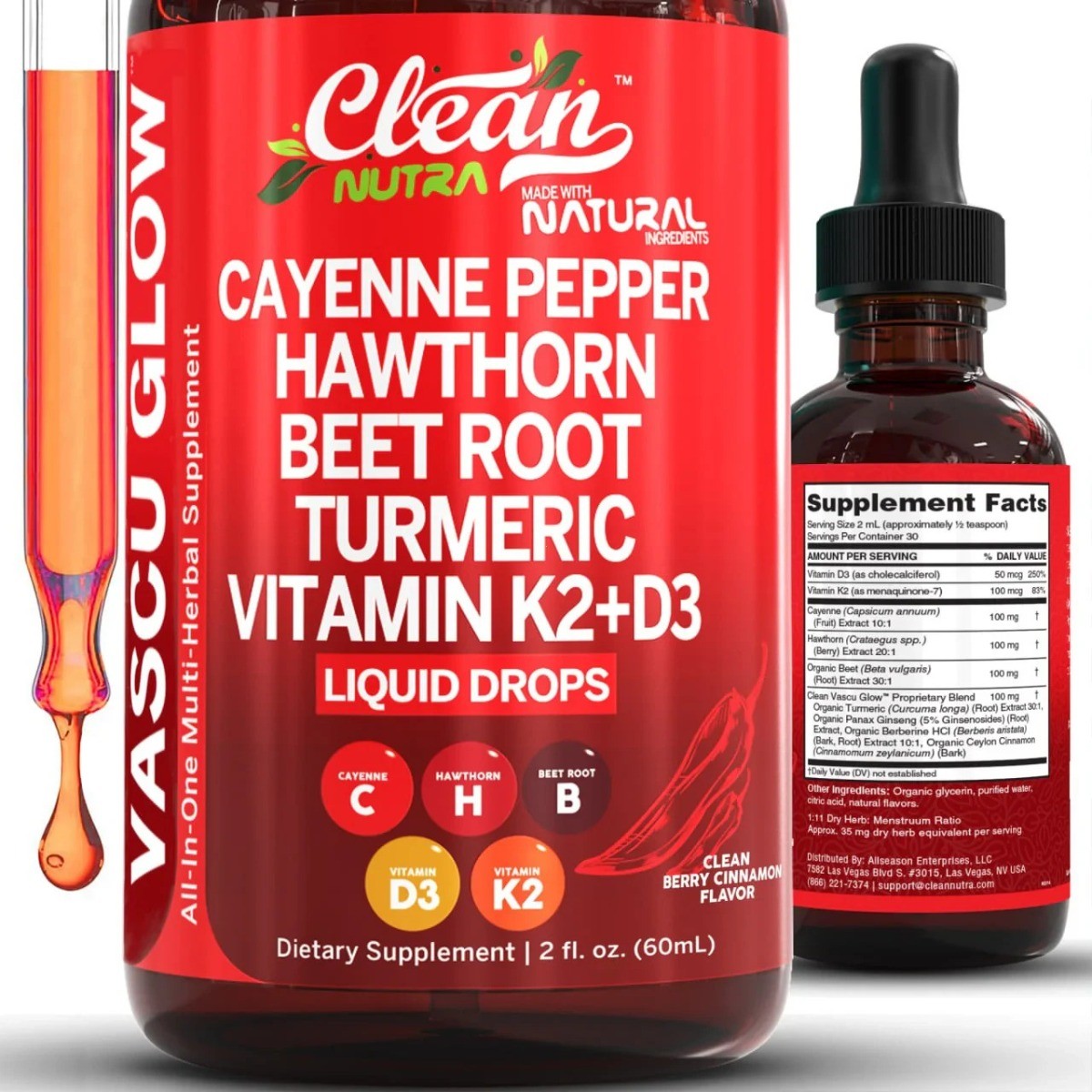 Clean Nutra Cayenne & Hawthorn Drops for Circulation & Heart Health