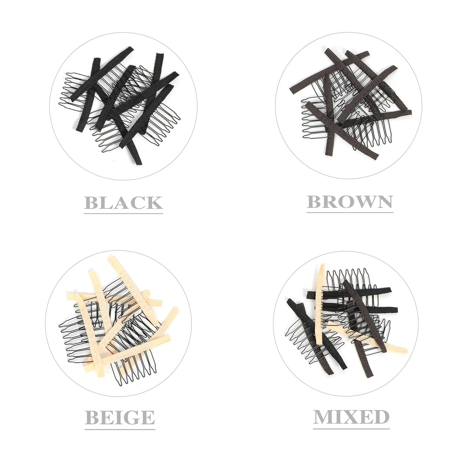 Durable 7-Teeth Wig Combs – 20 Pcs Brown Clips for Effortless Wig Attachment