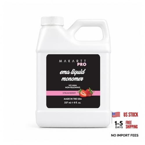 Scented Acrylic Monomer Liquid 8oz, EMA Professional Nail 8 Fl Oz Strawberry