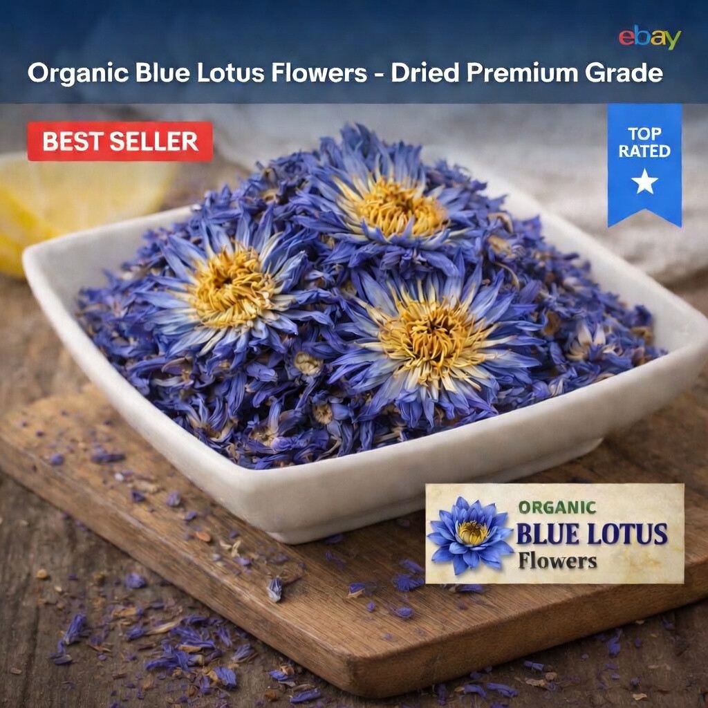 Organic Whole Blue Lotus Flowers Bulk | Nelumbo nucifera | Dried | USA |