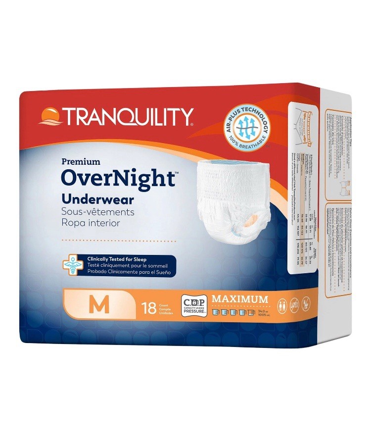 Tranquility Premium OverNight Disposable Absorbent Underwear, Medium