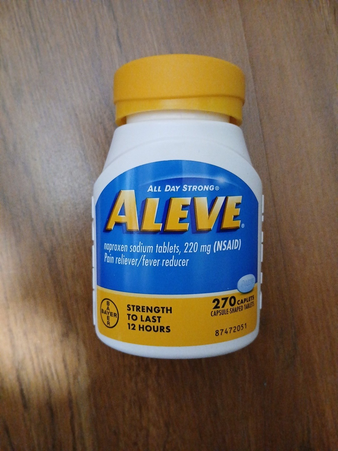 Aleve All Day Strong 220 mg (NSAID Pain/Fever Reliever 270 Caplets Exp: 2028+