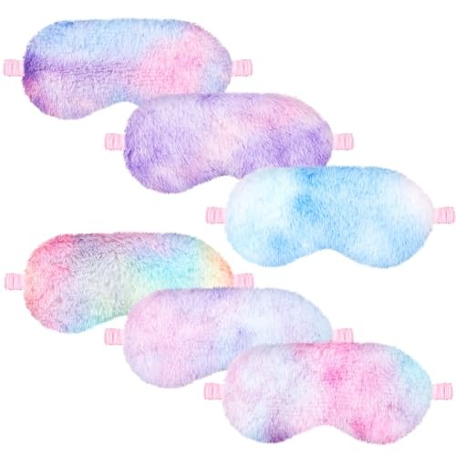 6 Pack Plush Sleep Mask Set, Cute Rainbow, [Variations Not Specified] Tie Dye