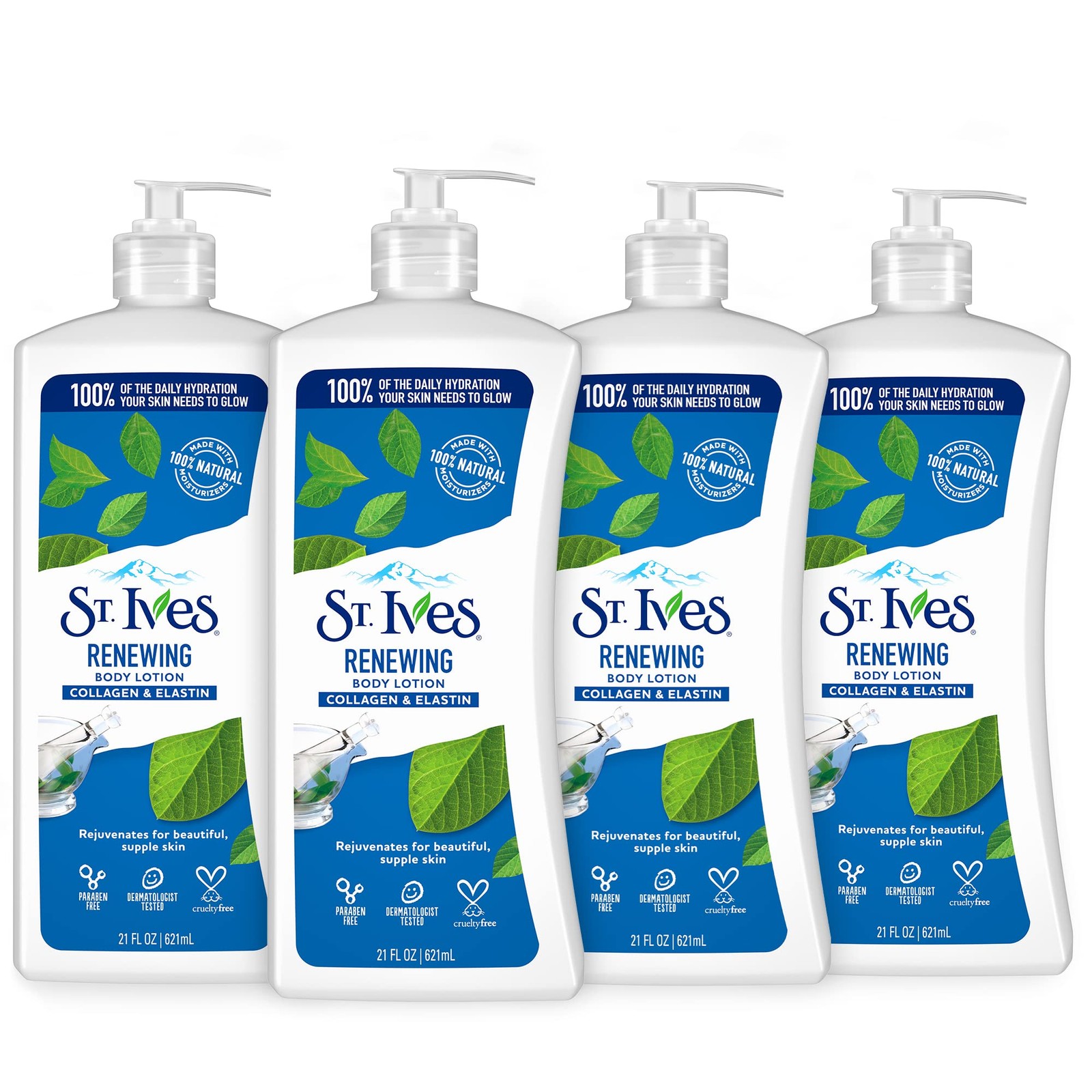 Renewing Hand Body Lotion with Pump, Daily Moisturizer for Dry Skin, 21 fl oz